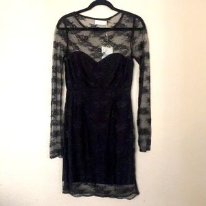Candela Black Lace Lulu Dress Long Sleeves Small Little Black Dress NWT